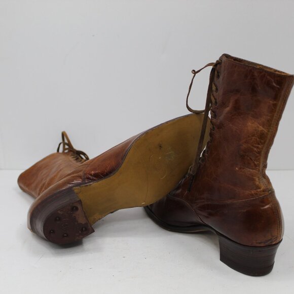 Antique Hamilton Brown Makers Shoe Co Victorian Ladies Brown Leather Boots - Picture 8 of 14